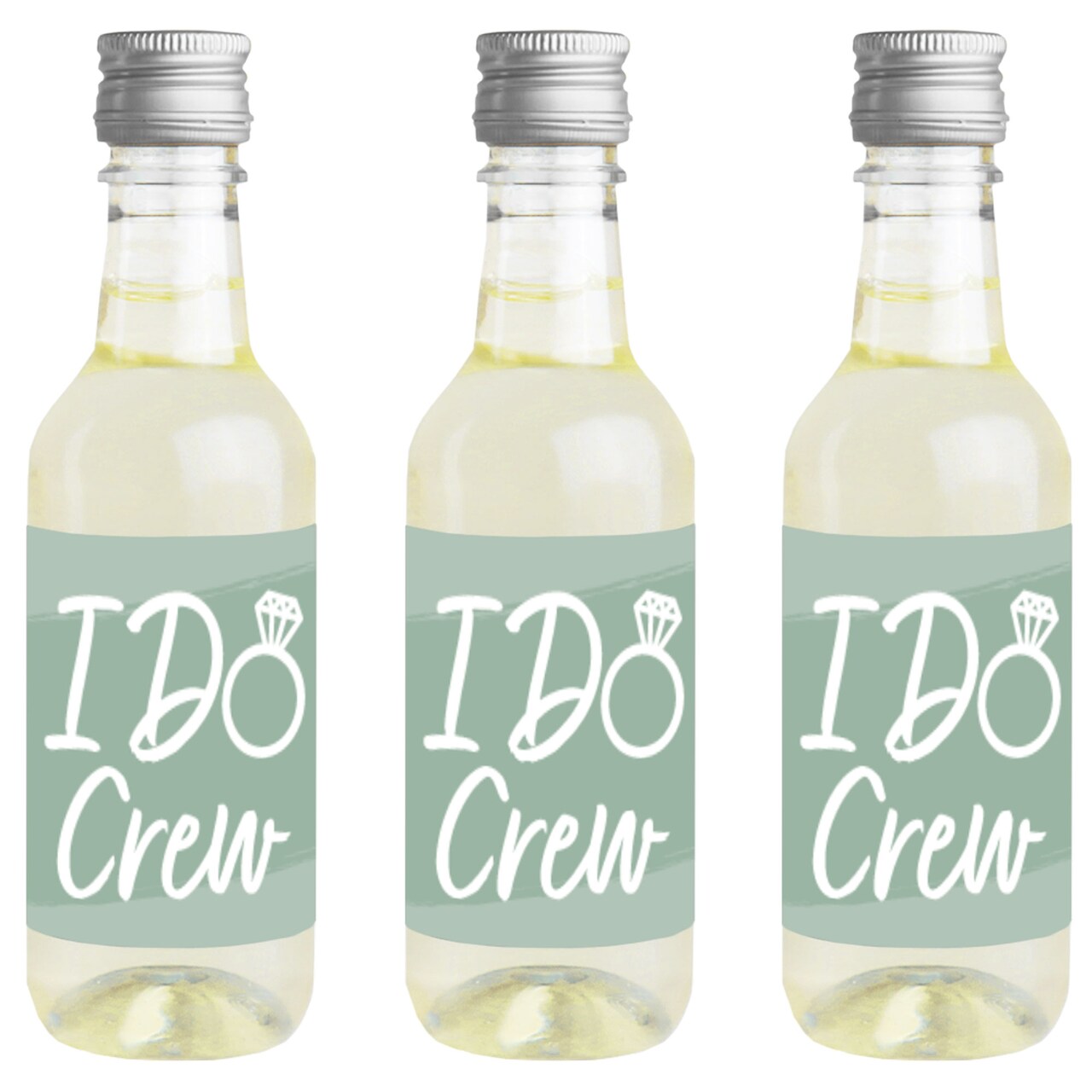Big Dot of Happiness Sage Green Elegantly Simple - Mini Wine & Champagne Bottle Label Stickers - Wedding or Bridal Shower Guest Party Favor Gift 16 Ct